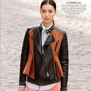 3.1 Phillip Lim Wool Blend Leather Jacket Black